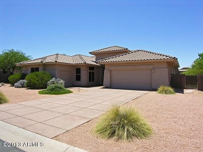 3 car garage and desert landscaping
