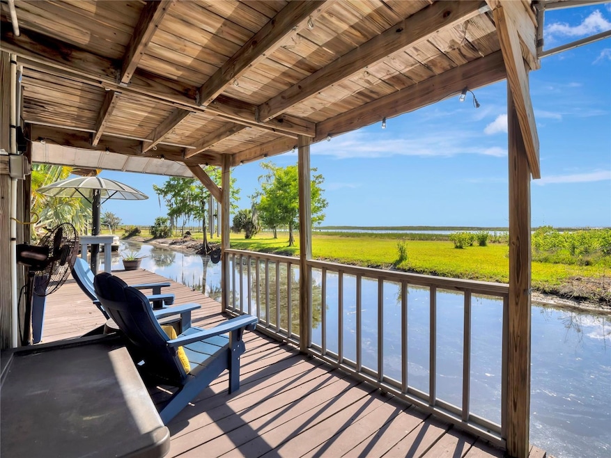 View from the deck on the canal that leads out to the lake.