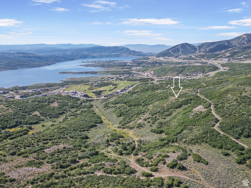 Bird's eye view of a water and mountain view