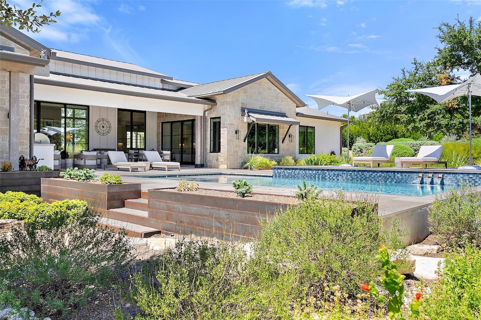 Swimming pool with a patio area