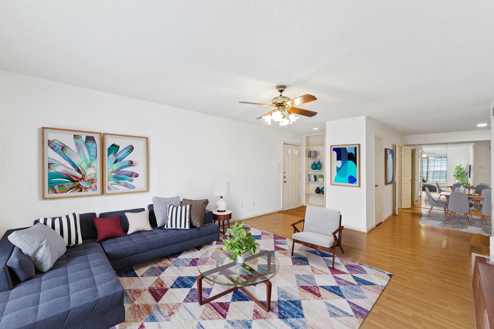 The open concept living and dining room make this