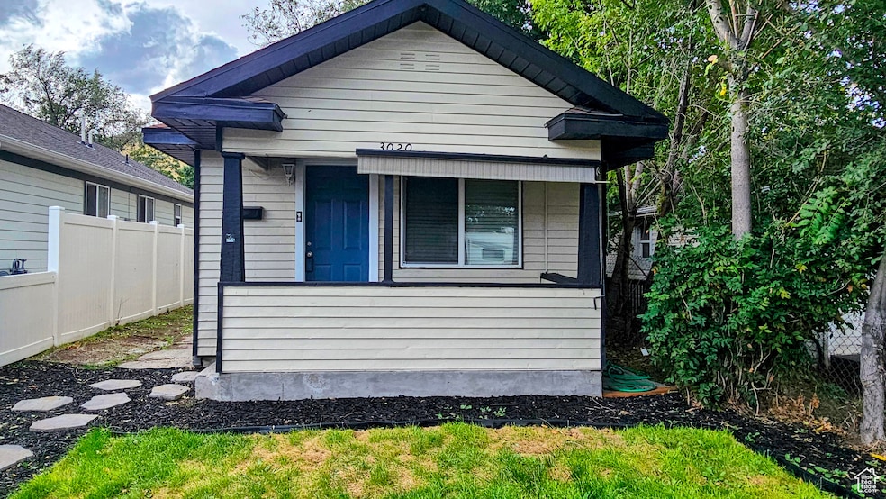 View of home's exterior featuring covered porch