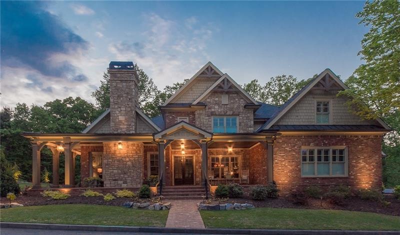 A twilight view of this custom home.