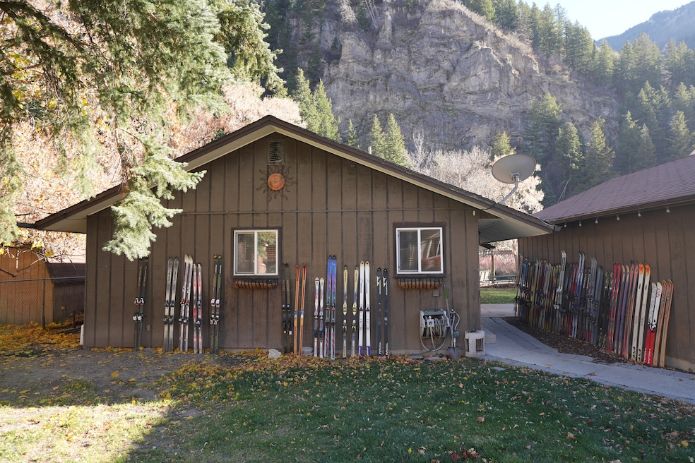 Exterior space featuring a mountain view and board and batten siding