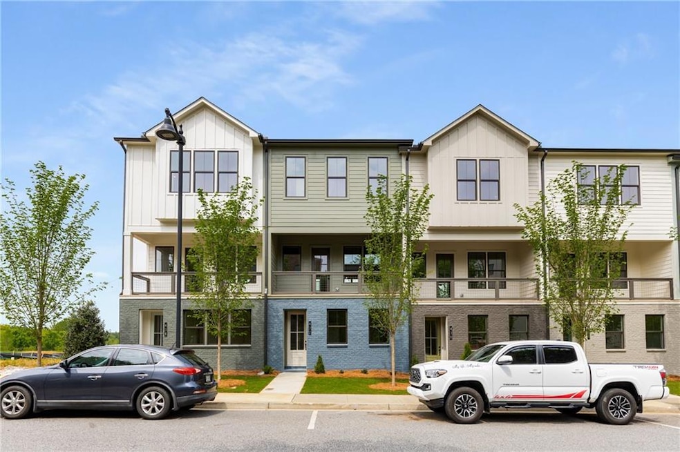 Townhome / multi-family property with board and batten siding