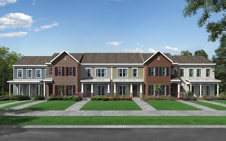 Rendering of the actual building.  The two brick units are the Seabrook floor plan.
