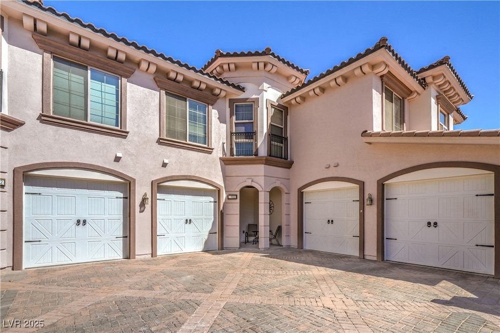 Attached garage with shared driveway