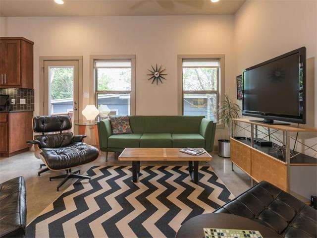 Super cool living area off of the kitchen with ton