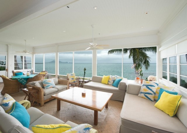 Enjoy 180 degree panoramic view of Lanikai water.