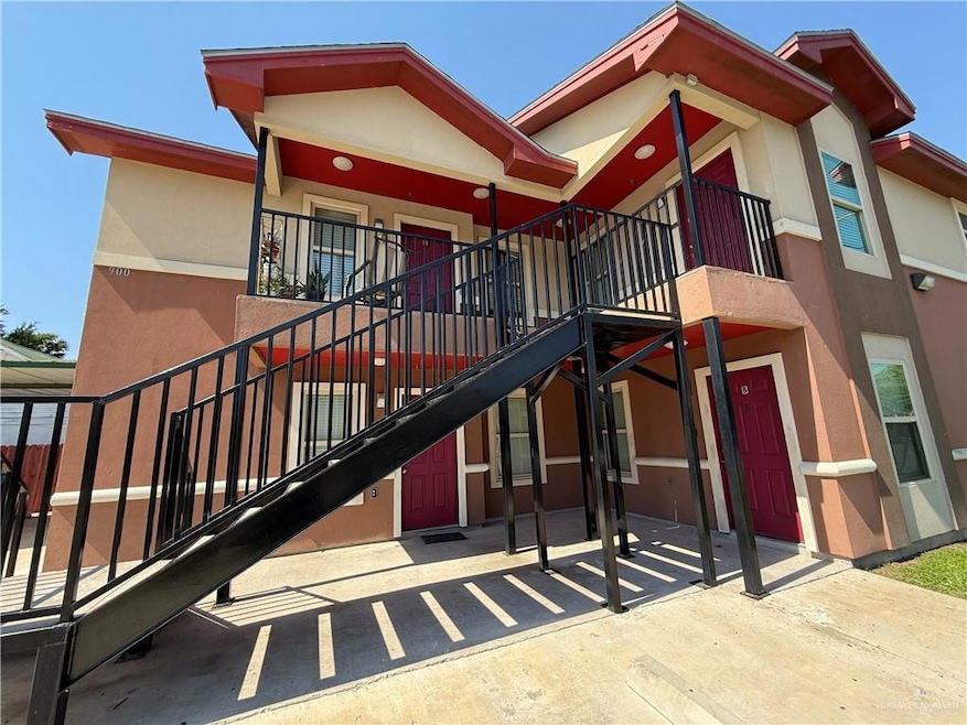 View of building exterior with stairway