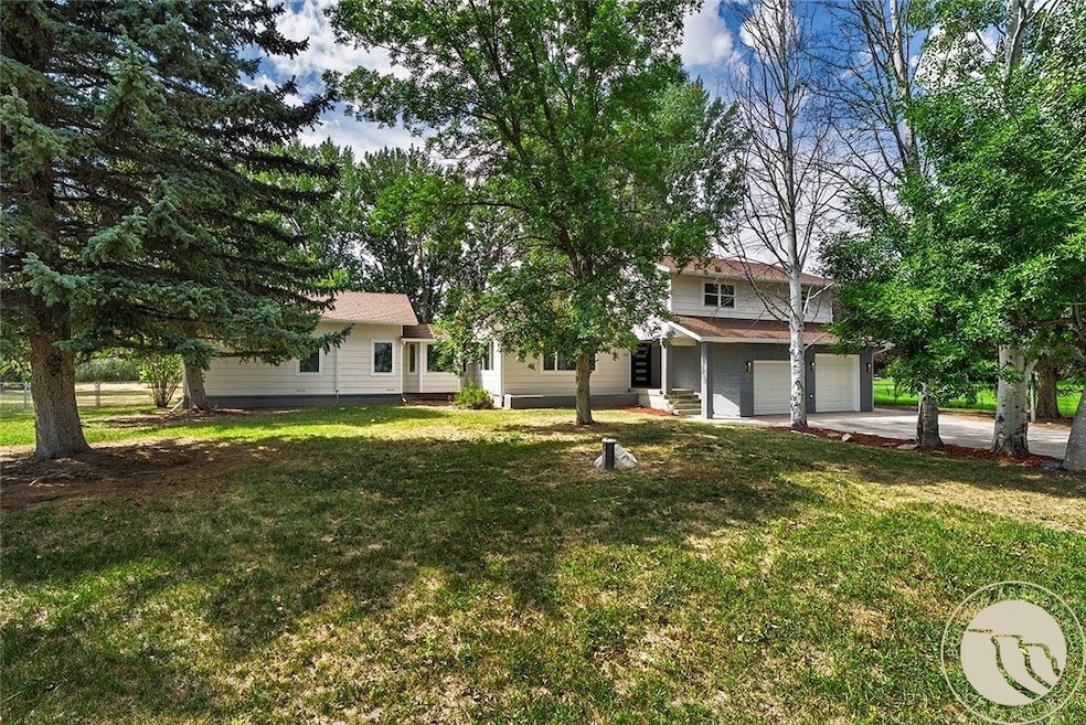 Front of home on a 1+ acre lot