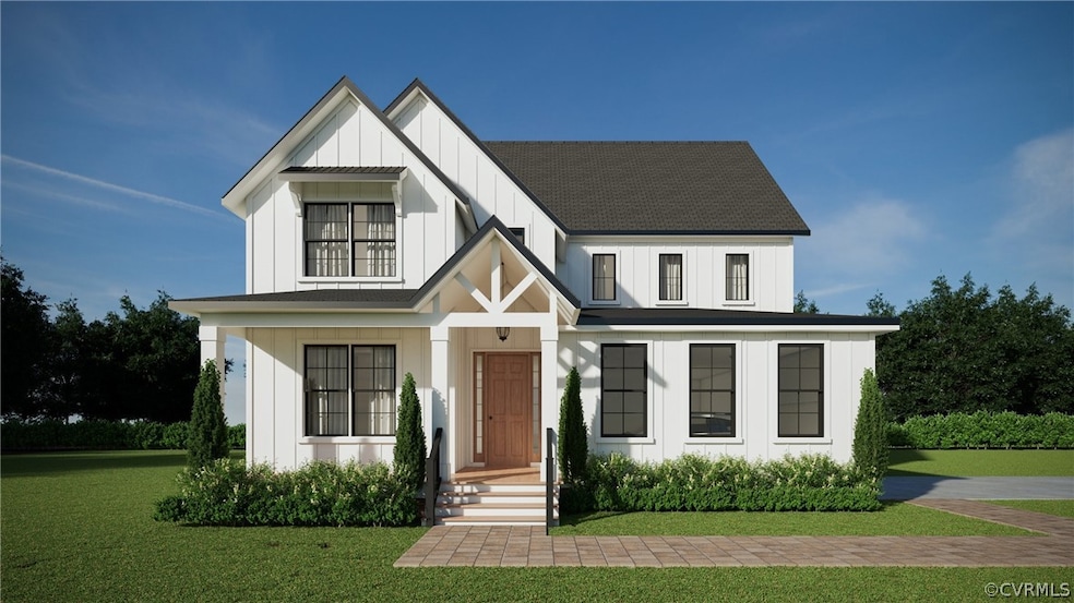Modern farmhouse featuring a front yard