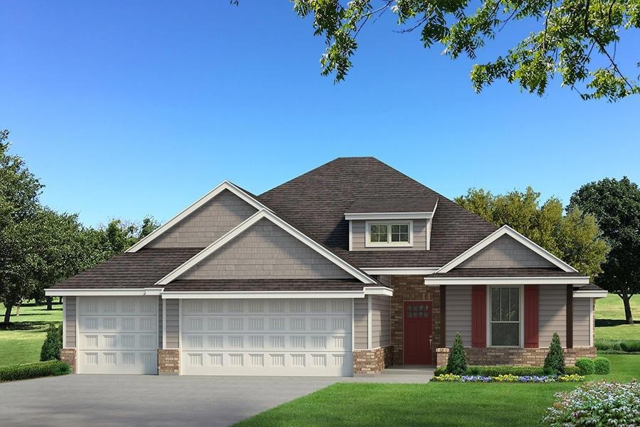 Craftsman house featuring a front lawn, driveway, 