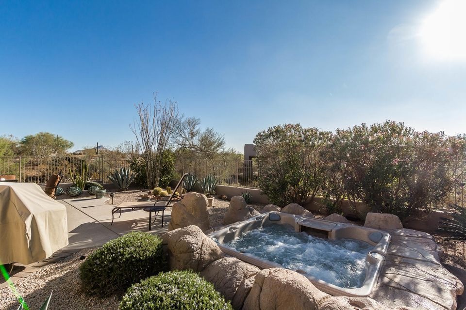 private yard with spa
