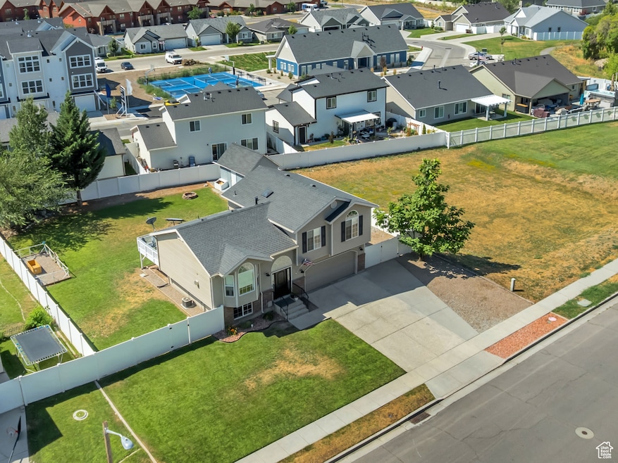 Aerial perspective of suburban area