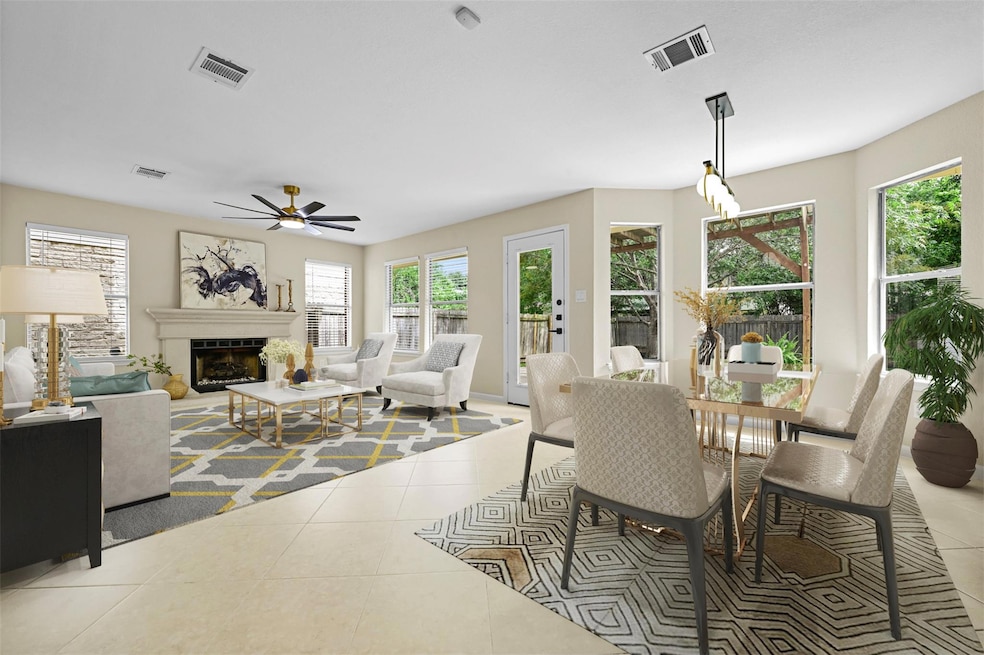 Dining space with plenty of natural light, ceilin
