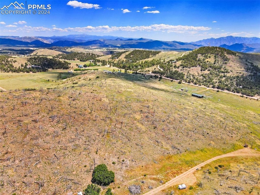 Birds eye view of property with a mountain view