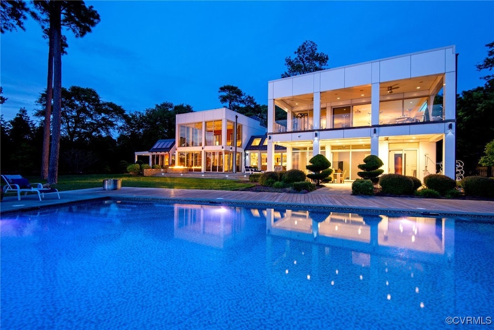 Outdoor pool with a patio