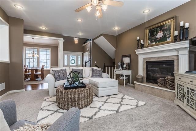 Living Room with new carpet.
