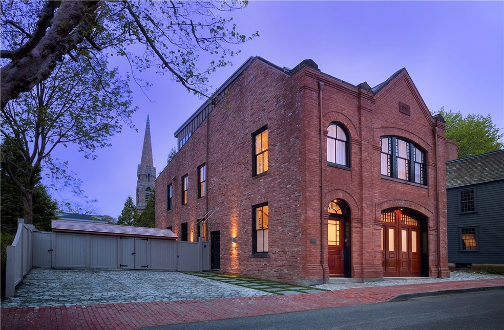 Twilight shot of the Firehouse.
