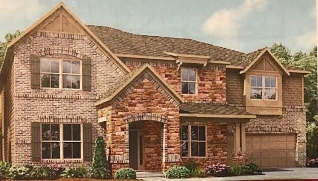 This classic favorite Victoria exterior boasts of stacked stone, timeless brick, and beautiful architecture.  Home under construction.  Photo representative of home to be built.