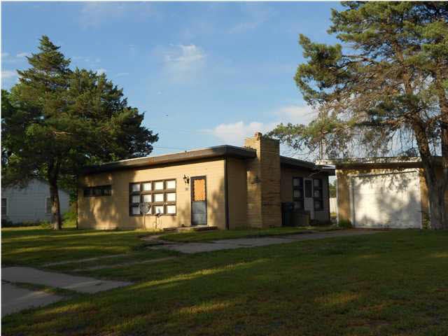 Front view along driveway.