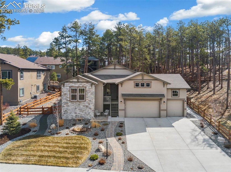 Aerial view of the desirable treed lot