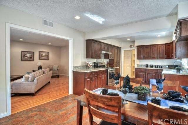 The tastefully remodeled kitchen was designed with