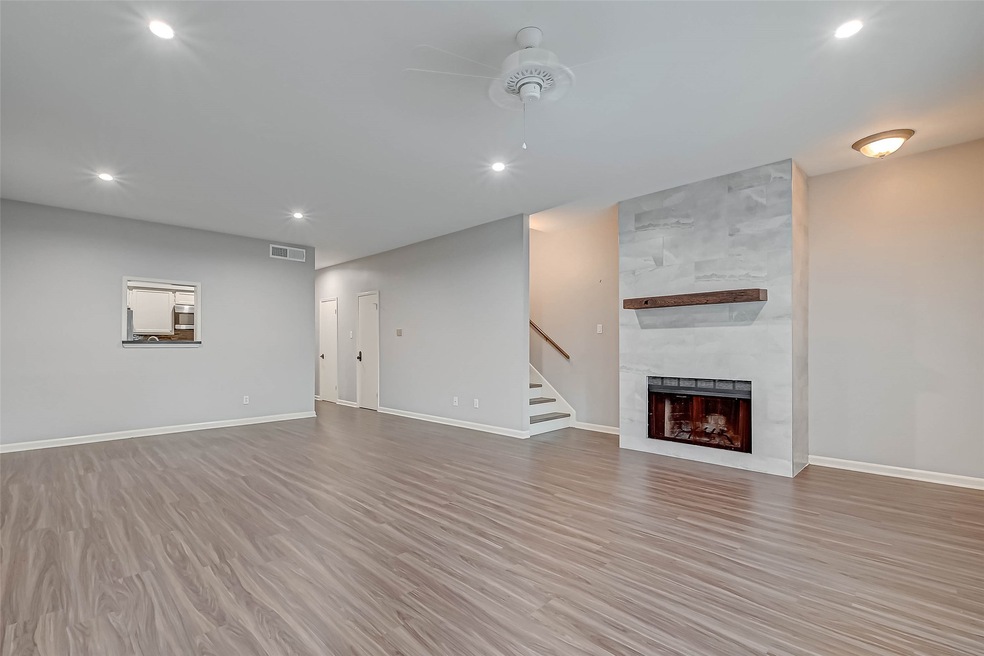 Living Area with wood burning fireplace
