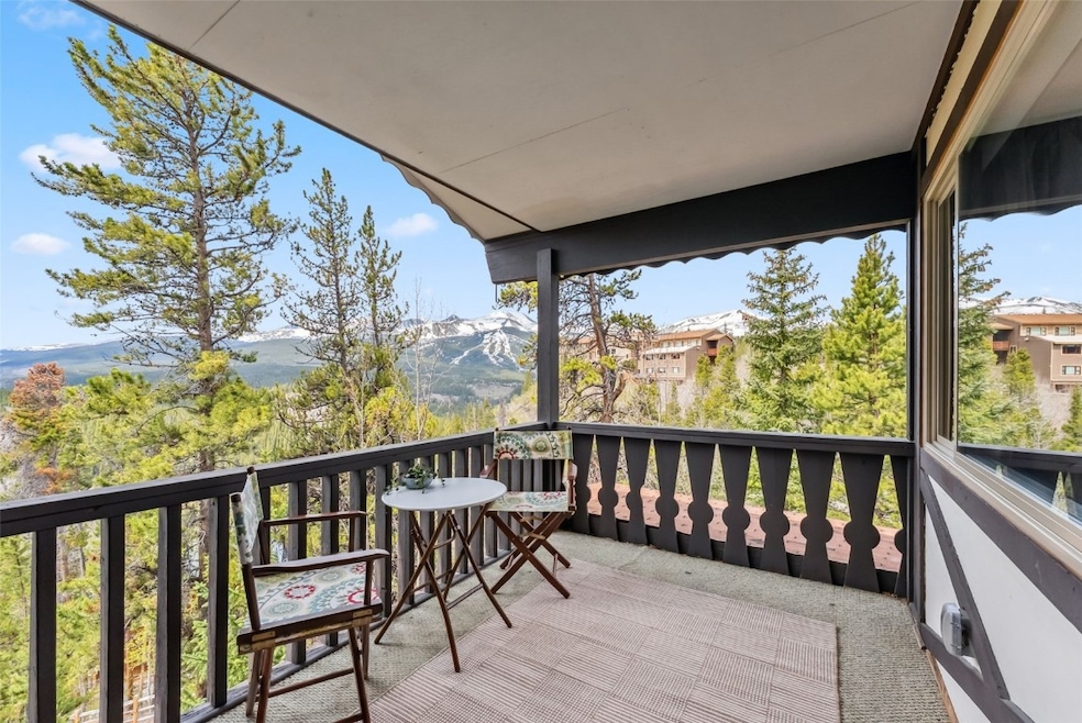 Wooden deck with a mountain view