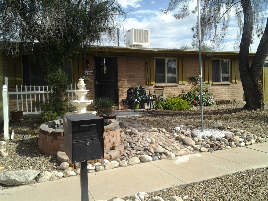 Front yard with fountain