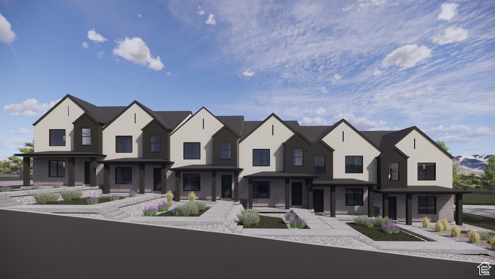 View of front of property featuring stucco siding, stone siding, and a residential view
