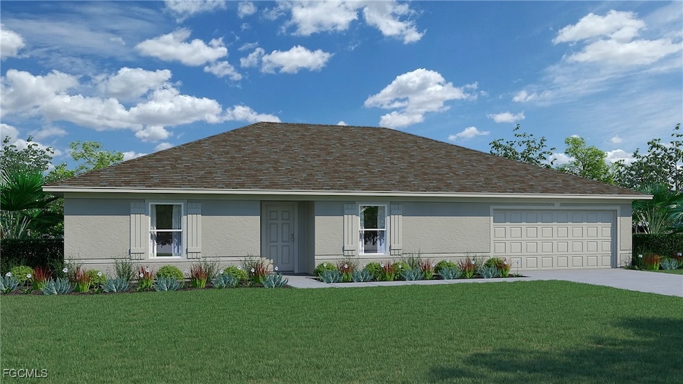 View of front of house with driveway, a garage, a