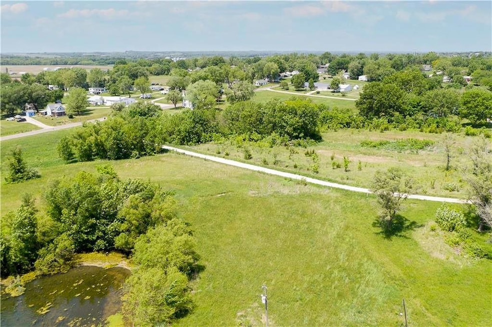 Bird's eye view of a tree filled landscape and a large body of water