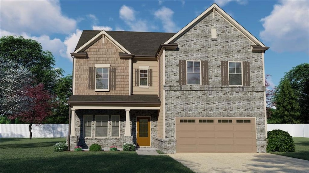 Craftsman-style house with concrete driveway, a garage, and brick siding