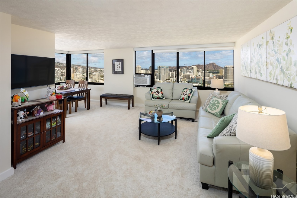 View of living room and dining room to the left..