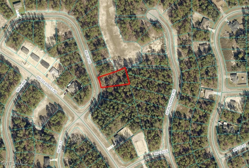 Aerial overview of property's location with proper