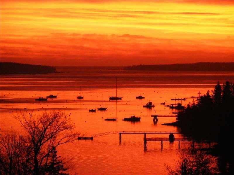 View. Sunset over Southwest Harbor