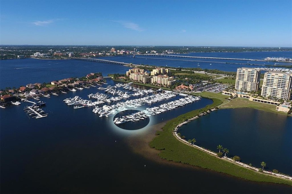 Aerial view of Riviera Dunes Marina, slip location
