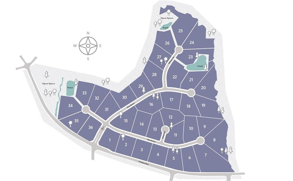 Homesite 19 - Wooded, cul-de-sac lot.