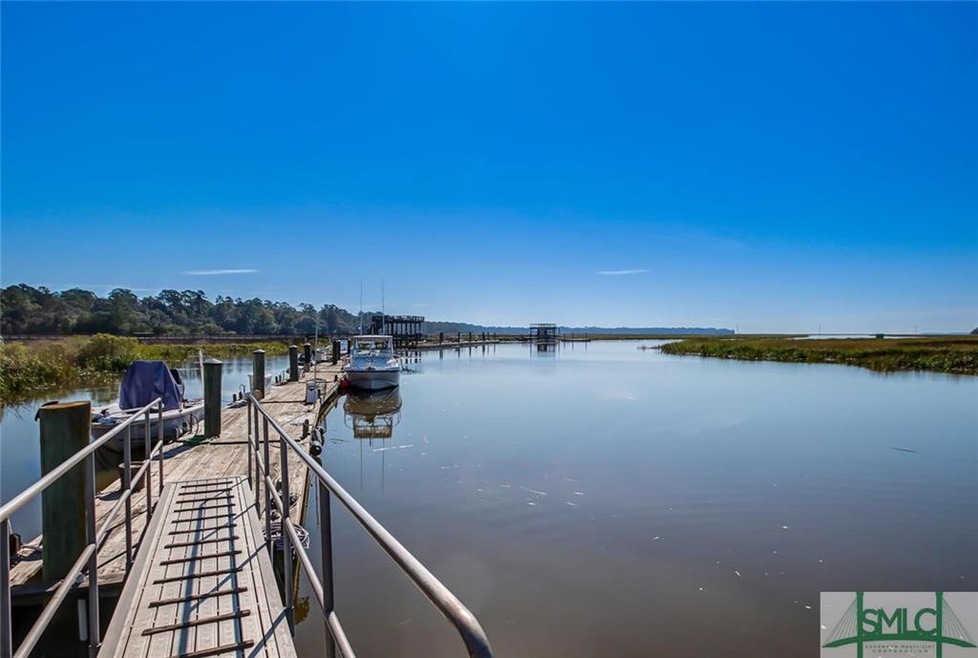 The east end of the dock reaches out toward neighb