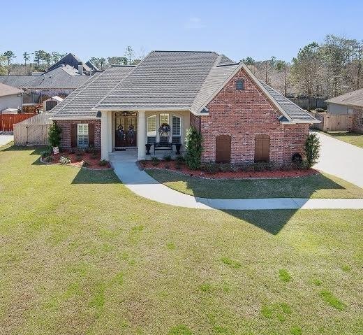 Lush landscaping is inviting