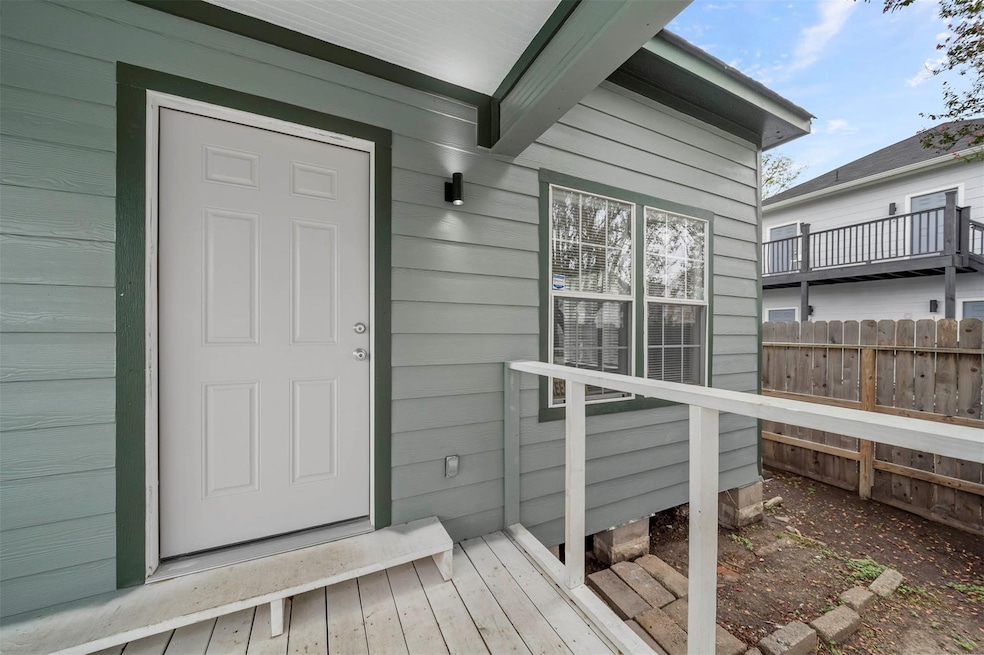 This photo showcases a covered entryway. The area