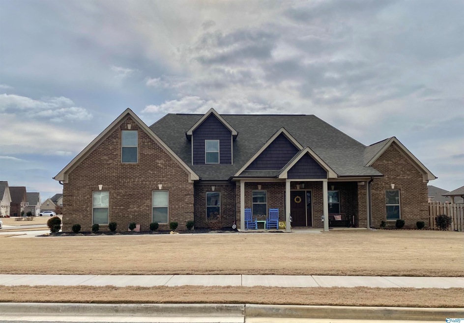 Built on a corner lot.