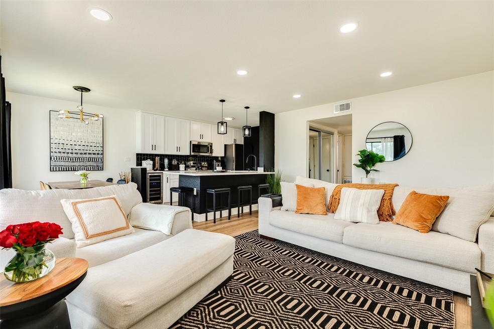 Beautifully designed living, kitchen and dining.