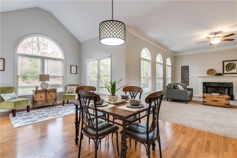 This open floorplan has updated light fixtures in 