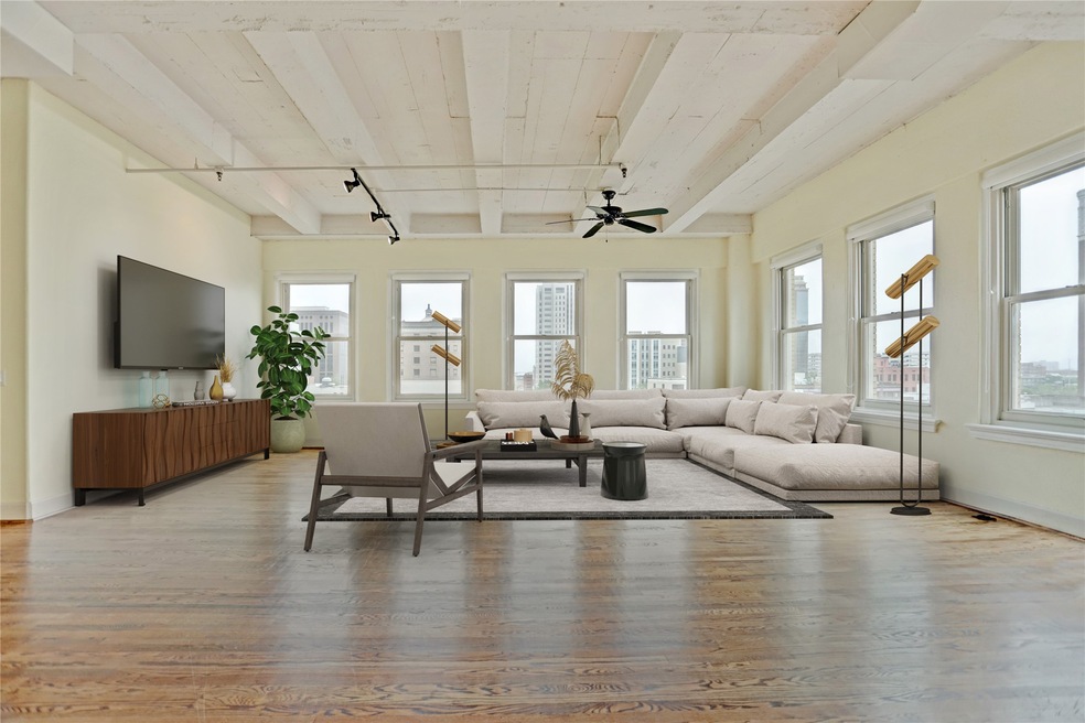A close-up view of the living area and two walls o