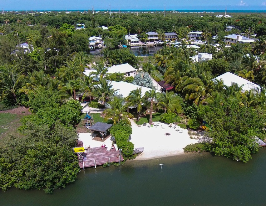 Aerial View of Water Side of Property