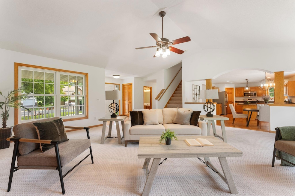 Main level living room with gas fireplace