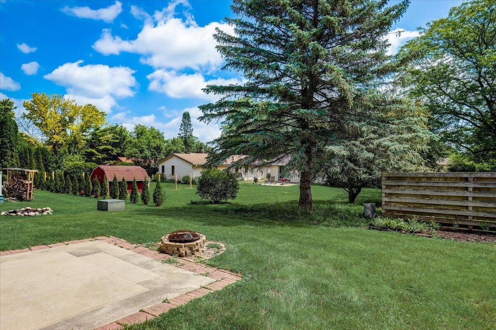 Patio, fire pit and yard